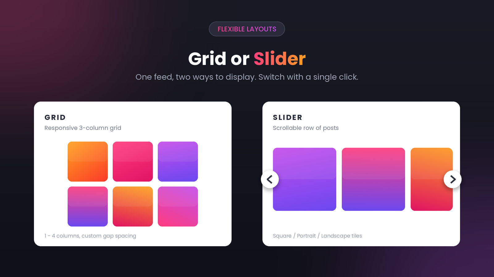 Grid layout and Slider layout previews side by side